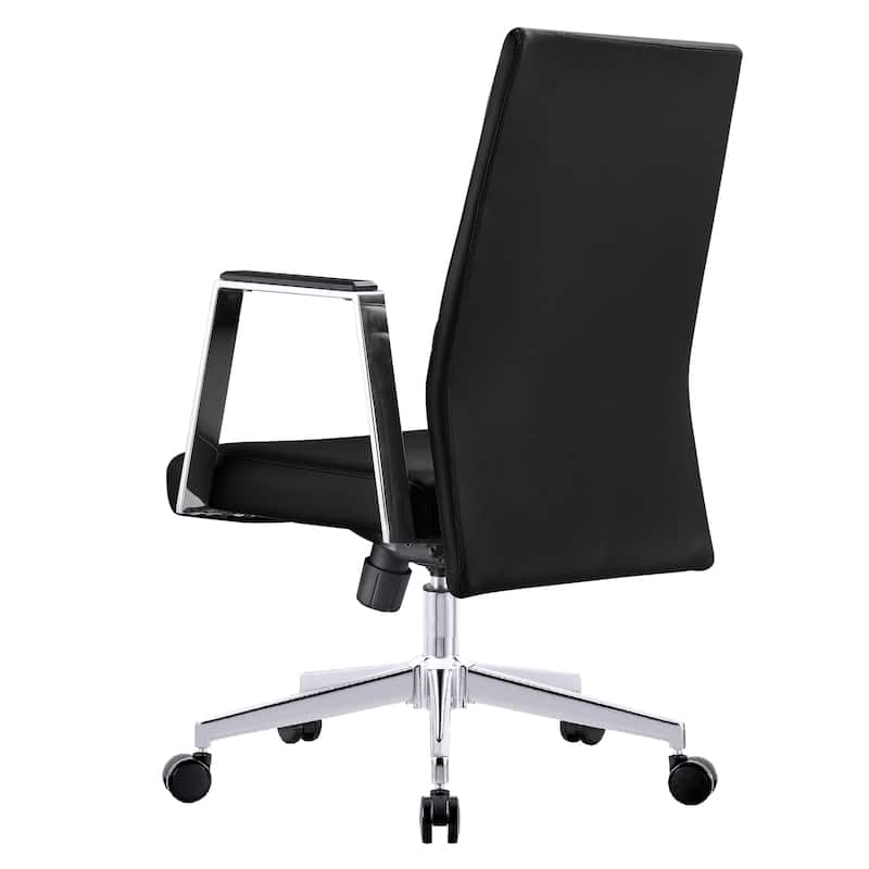 Mid-Back Leather Office Chair in Iron Modern Ergonomic Swivel Lift Tilt Computer Task Chair