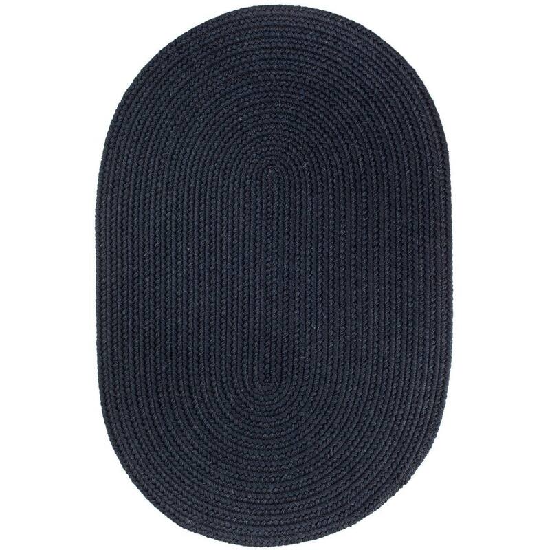 Rhody Rug Woolux Braided Wool Flatweave Oval Rug - 3' x 5' Oval - Navy