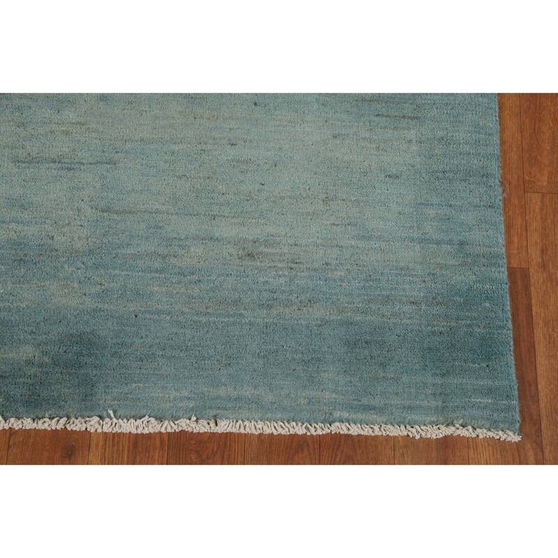 Light Blue Gabbeh Oriental Foyer Rug Hand-Knotted Wool Carpet - 3'4"x 4'7"