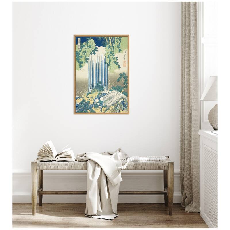 Kate and Laurel Sylvie Katsushika Hokusai Yoro Waterfall in Mino Province 1833 Framed Canvas by The Art Institute of Chicago