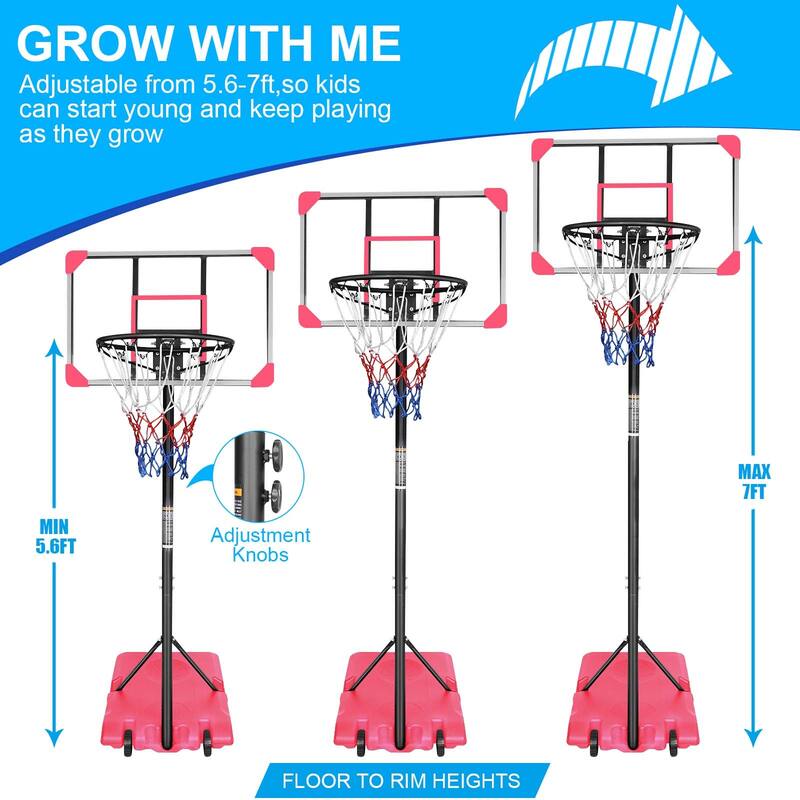 Portable Basketball Goal System with Stable Base and Wheels