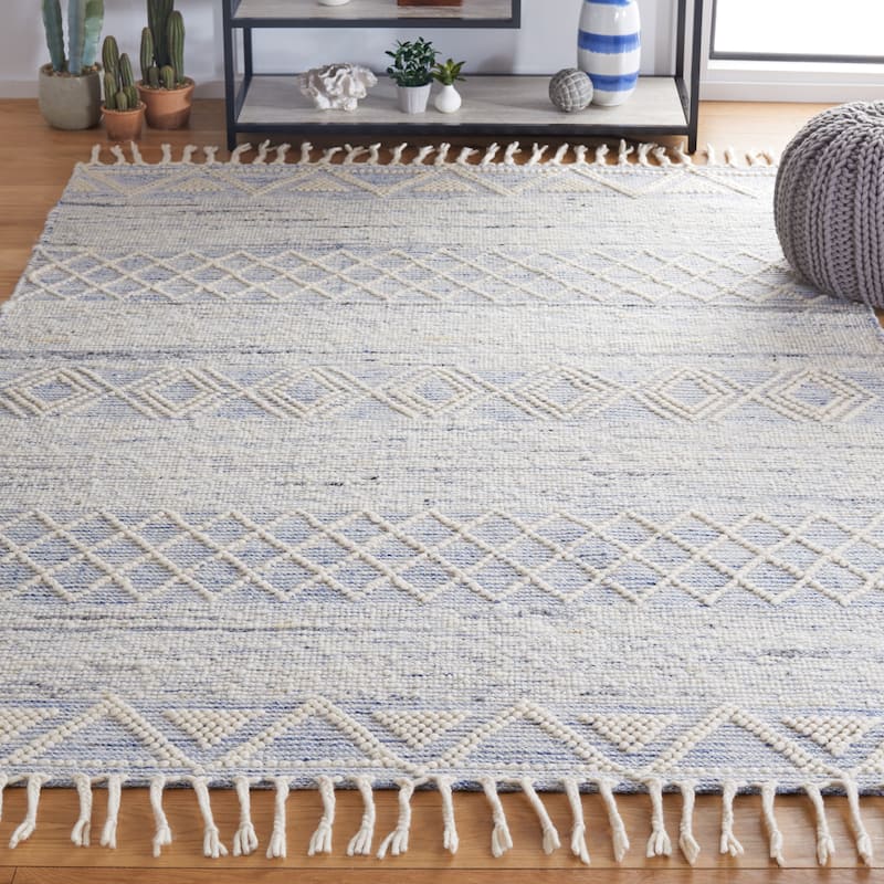 SAFAVIEH Handmade Natura Safa Wool Rug - 3' x 5' - Ivory/Blue