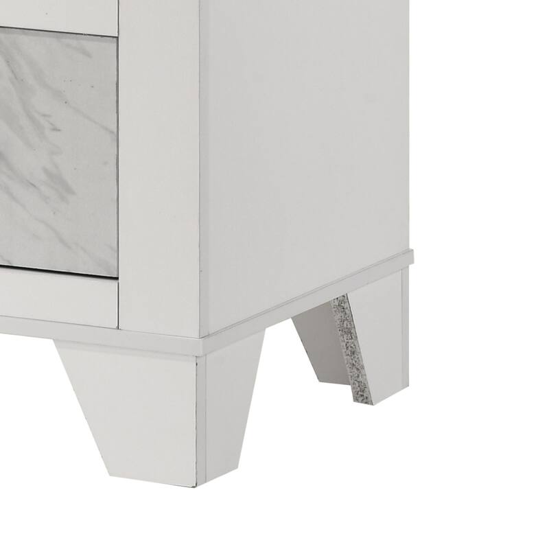 Furniture of America Loris Modern White Wood 2-Drawer Nightstand