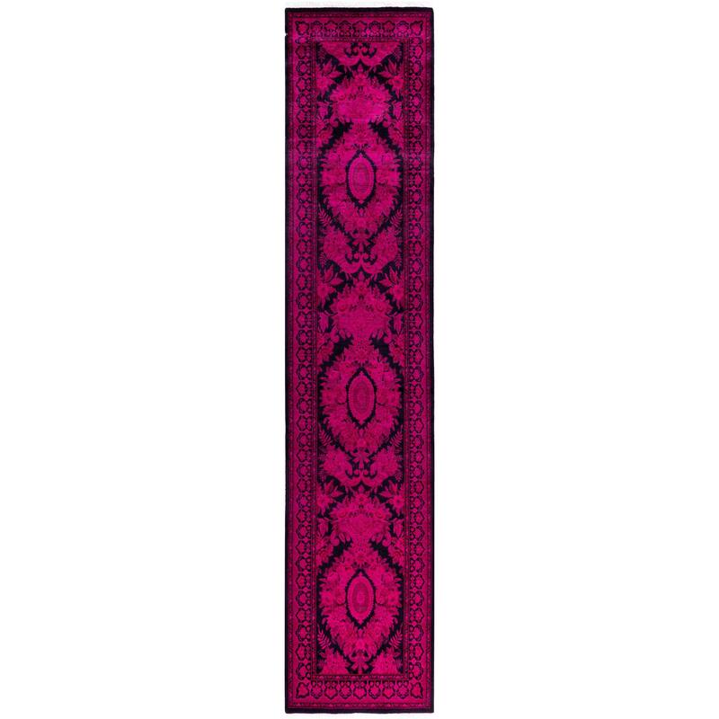 Overdyed One-of-a-Kind Hand-Knotted Area Rug - Pink - 2' 6" x 12' 3"