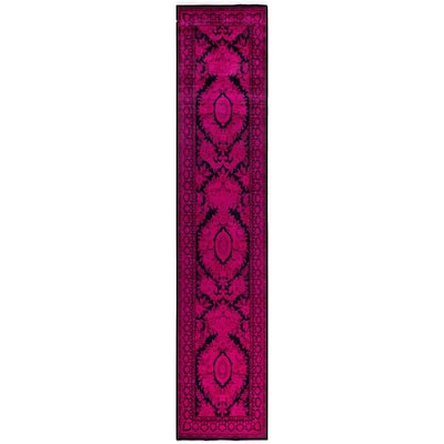 Overdyed One-of-a-Kind Hand-Knotted Area Rug - Pink - 2' 6" x 12' 3"