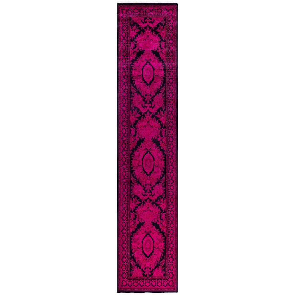 Overdyed One-of-a-Kind Hand-Knotted Area Rug - Pink - 2' 6" x 12' 3"