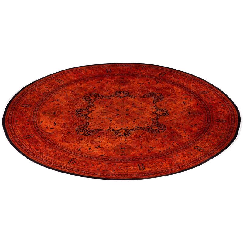 Overdyed One-of-a-Kind Hand-Knotted Area Rug - Orange - 12' 1" x 12' 1"