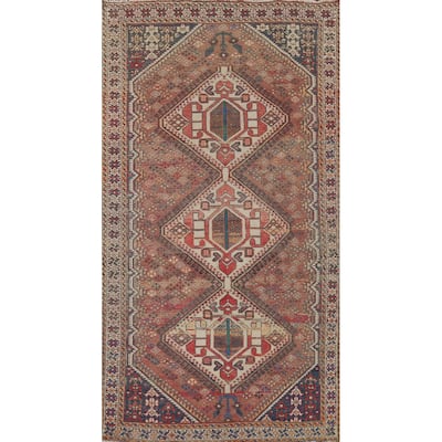 Tribal Bakhtiari Vintage Persian Area Rug Hand-Knotted Wool Carpet - 5'1" x 9'11"