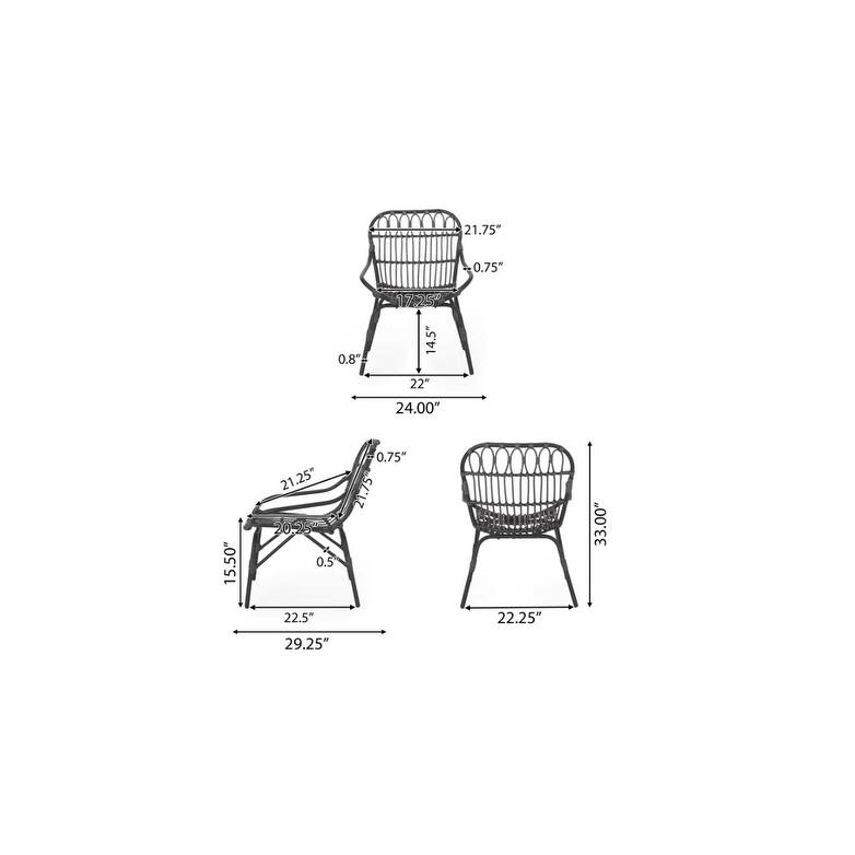 Roomfitters Outdoor Rattan Dining Chair with Armrests, Patio Accent Chair for Garden or Balcony, Light Brown