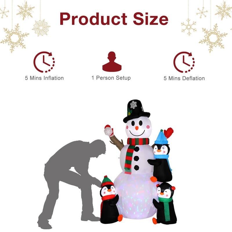 6 Ft. Christmas Snowman Inflatables Outdoor Decoration with LED Lights
