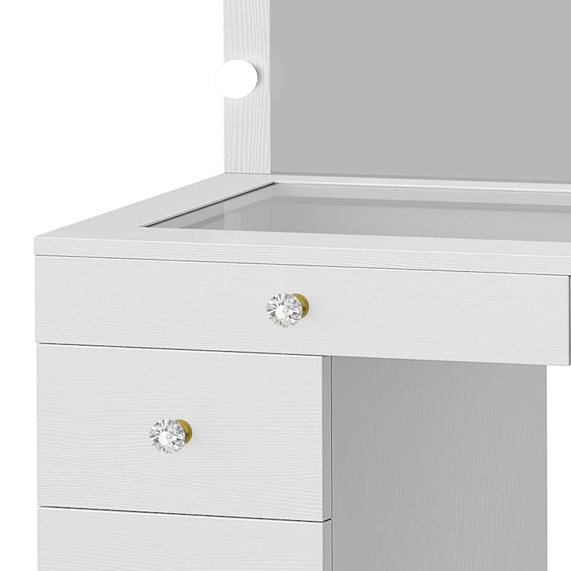 Moasis 8 Drawers Makeup Vanity Desk with Hollywood Lighted Mirror & Charging Station