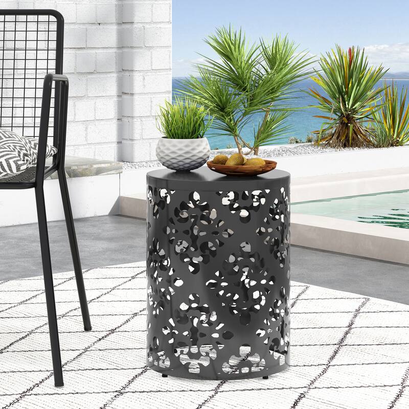 Mathena Outdoor Outdoor Metal Side Table by Christopher Knight Home - Black