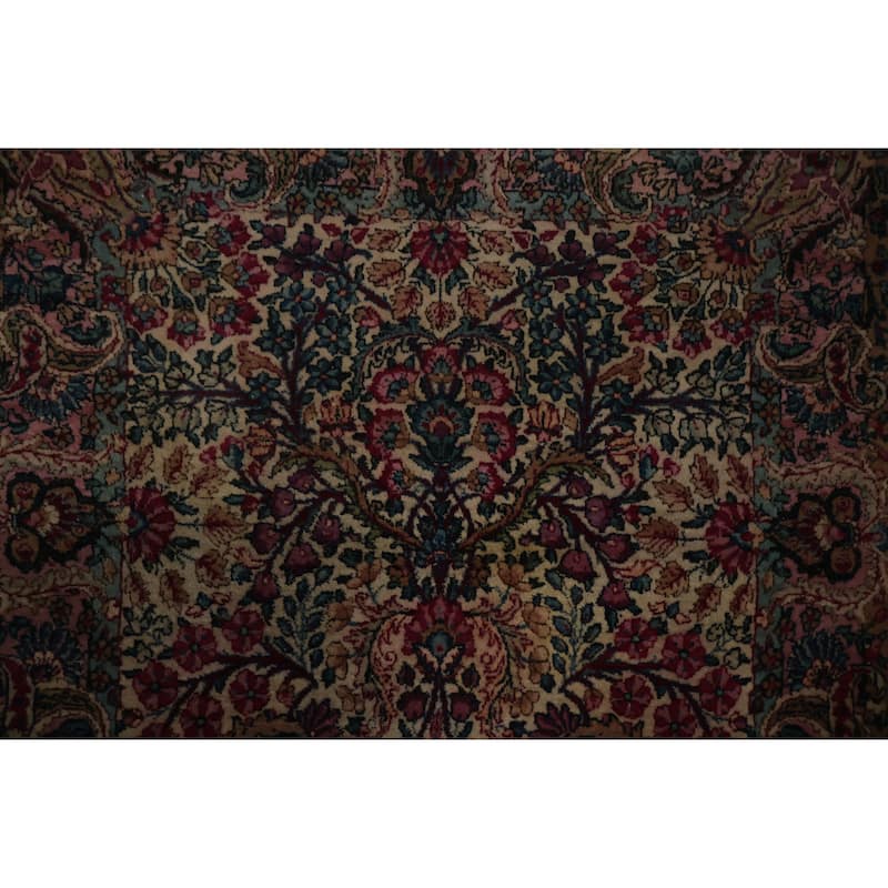 Hand Knotted Oriental 100% Wool Carpet Traditional All-Over Beige & Ivories Kerman Area Rug - 4' 9'' X 3' 0''