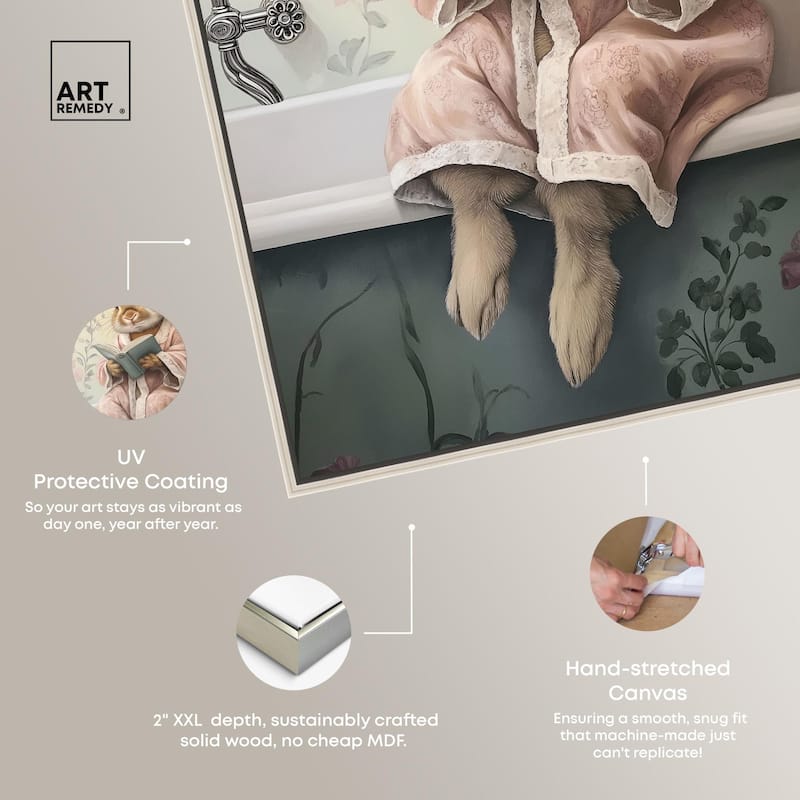Bunny Bibliophile Bathing Canvas by Art Remedy