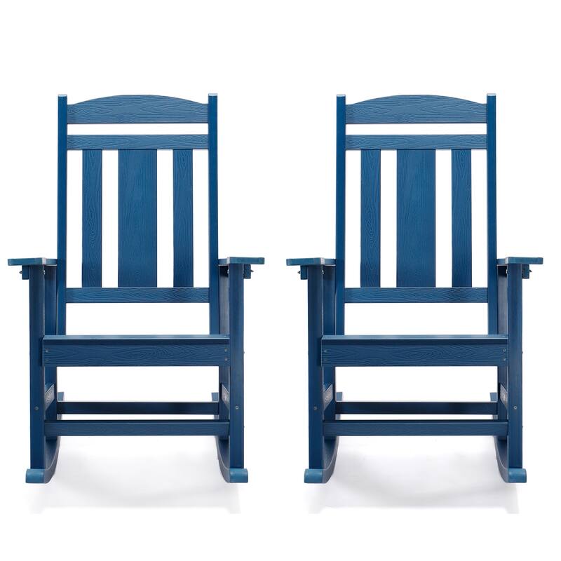 Eco-Friendly Plastic Outdoor Adirondack Rocking Chairs For Porch Set of 2