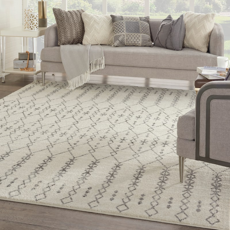 Nourison Passion Tribal Geometric Ivory Grey Area Rug