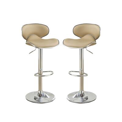 Adjustable Brown Faux Leather Bar Stools, Set of 2