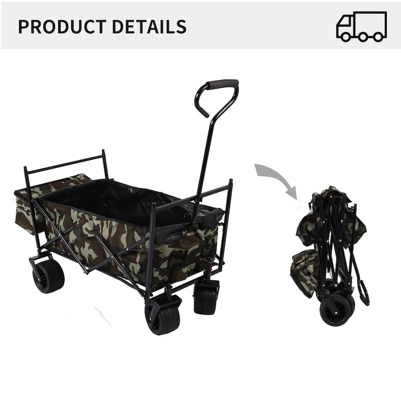 Outdoor Camping Kids Foldable Wagon,Portable Beach Trolley Cart with Removable Canopy