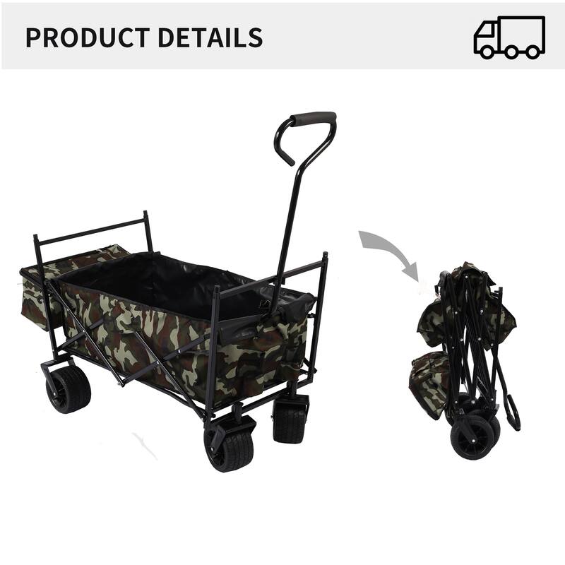 Outdoor Camping Kids Foldable Wagon,Portable Beach Trolley Cart with Removable Canopy