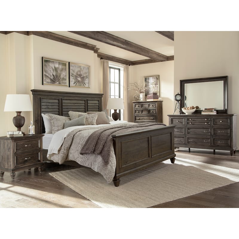 Magnussen Home Calistoga Weathered Charcoal Drawer Dresser With Landscape Mirror
