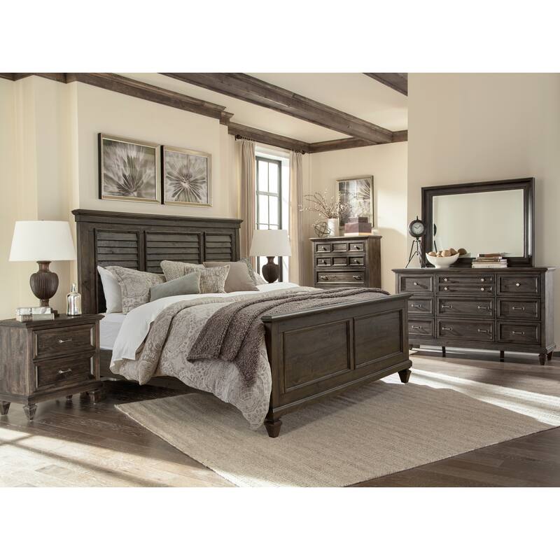 Magnussen Home Calistoga Weathered Charcoal Shutter Panel Bed