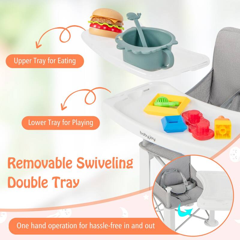 Babyjoy Baby Travel Booster Seat with Double Tray Portable Folding - See Details