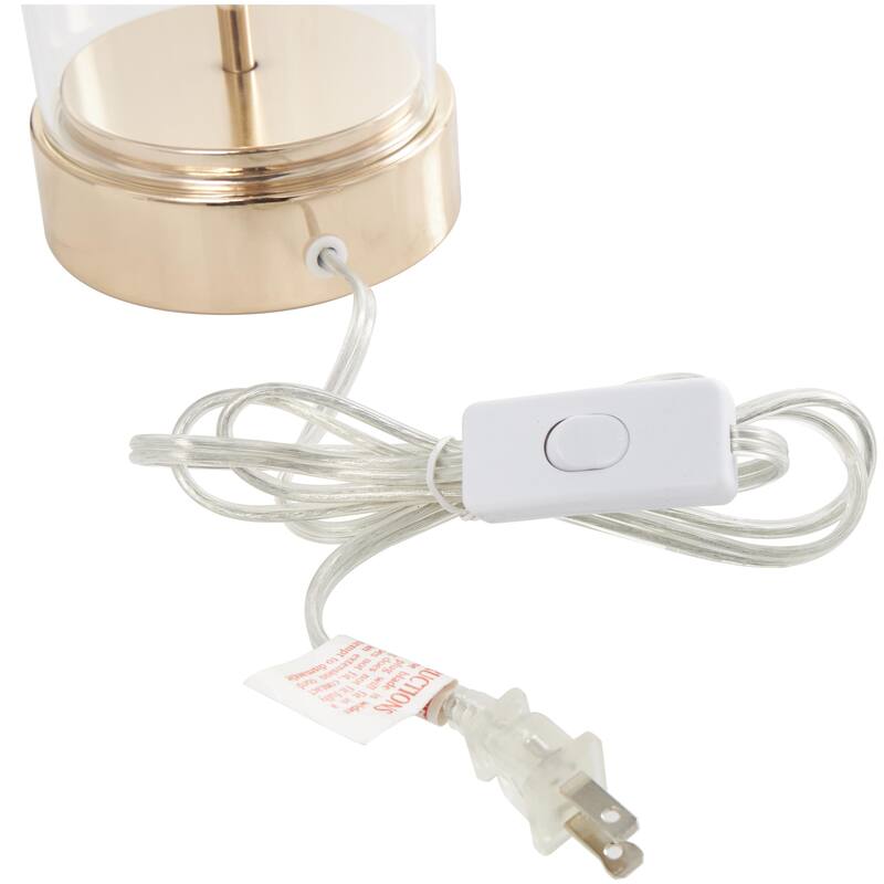 Tempered Glass Transparent Base Table Lamp with Drum Shade - Gold - CosmoLiving by Cosmopolitan