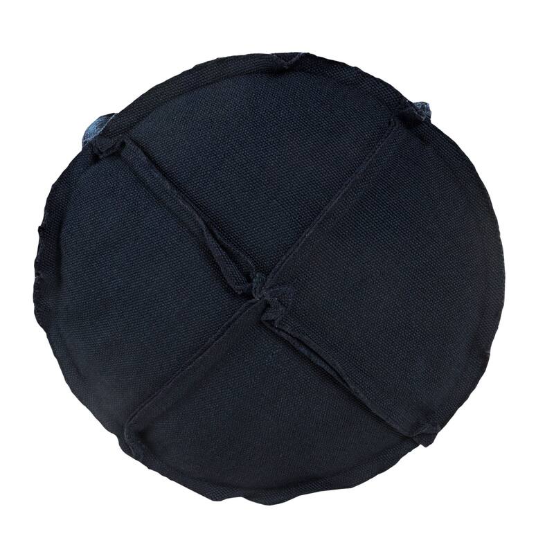20" Navy Solid Textured Round Pouf Ottoman