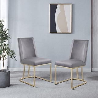 Modern Stylish Set of 2 Velvet Upholstered Dining Side Chair with Gold ...