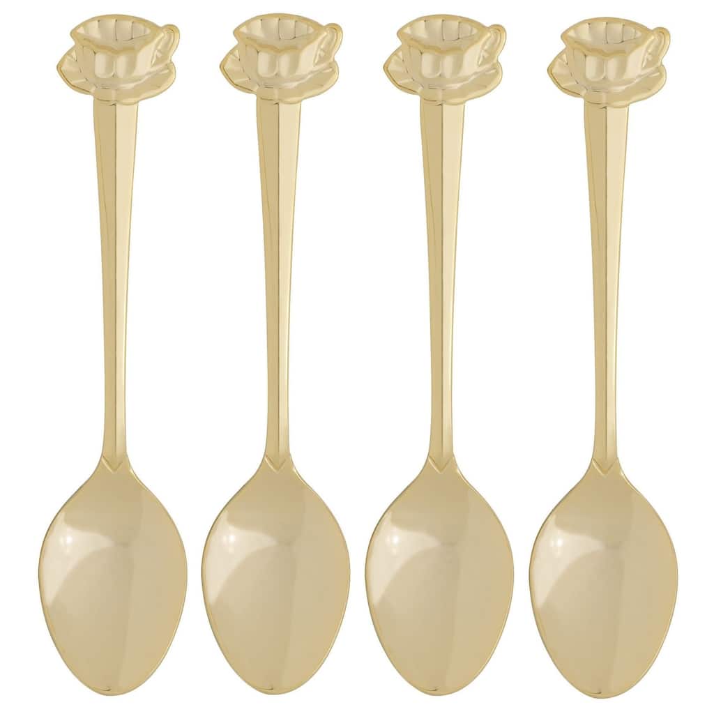 HIC Cup & Saucer Design 4.5" Gold-Plated Demi Spoon - Great for Coffee, Tea, Desserts and more