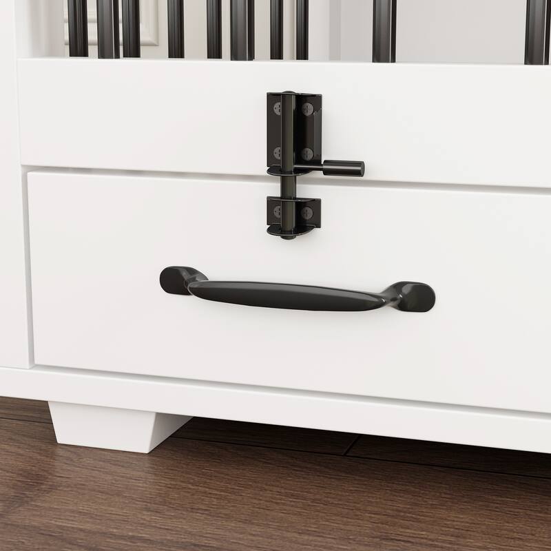 Dog Crate Furniture with Feeding Drawer and Divider, 86.6" Extra Large Indoor Dog Kennel for 2 Dogs,Pet Crate Sideboard