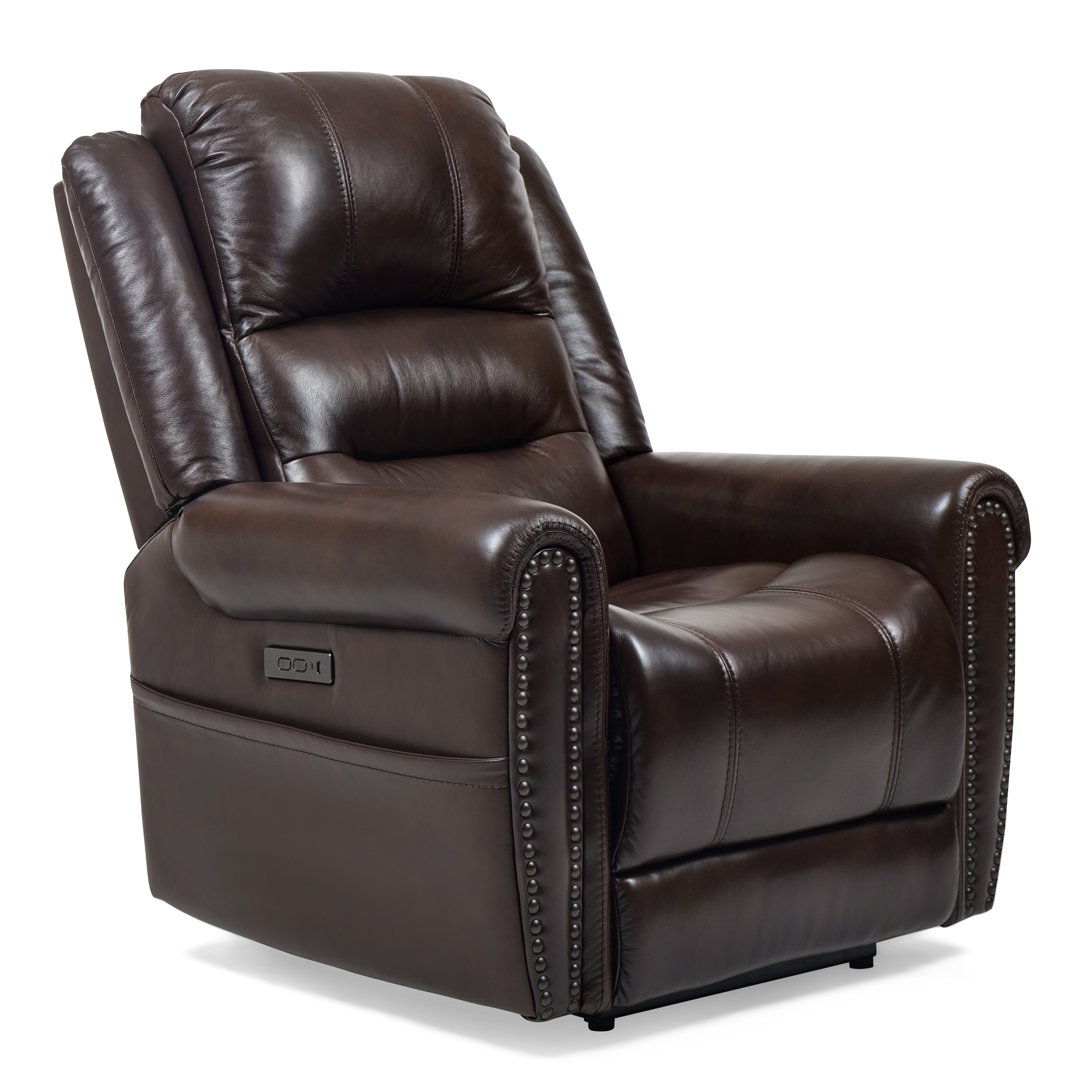 Top Grain Leather Power Recliner, Glider Recliner Chair with Adjustable Headrest and USB