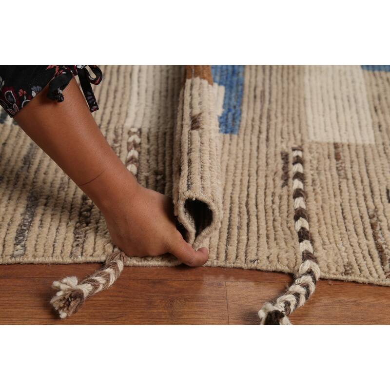 All-Over Geometric Moroccan Oriental Area Rug Hand-Knotted Wool Carpet - 8'11"x 12'4"