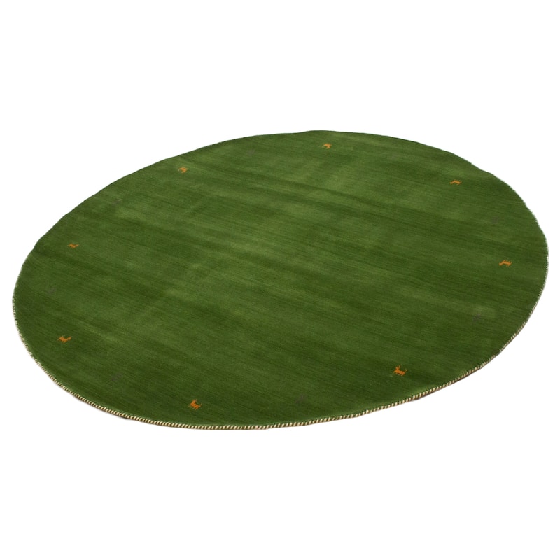 Kashkuli Gabbeh Green Rug 4'11" x 4'11" - 4'11 x 4'11