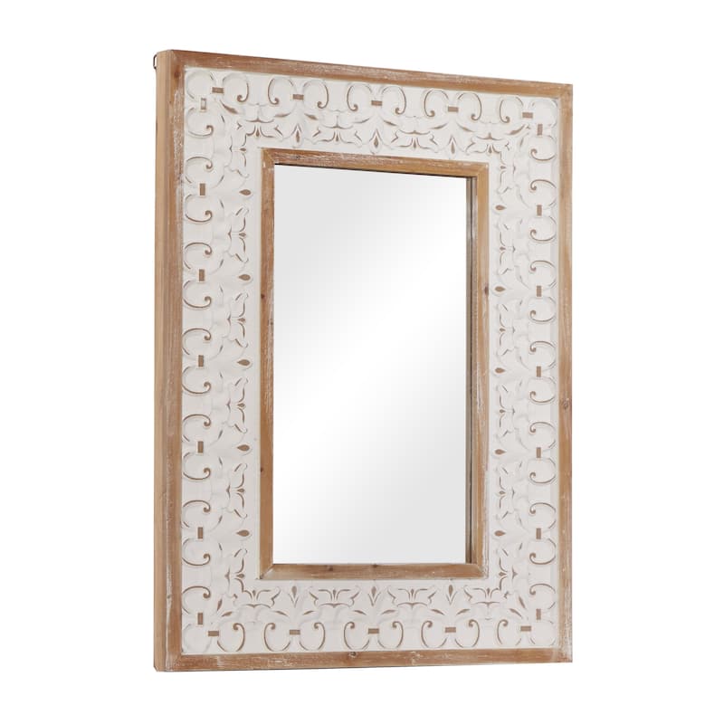 Wooden Wall Mirror - White - Roche River Decor