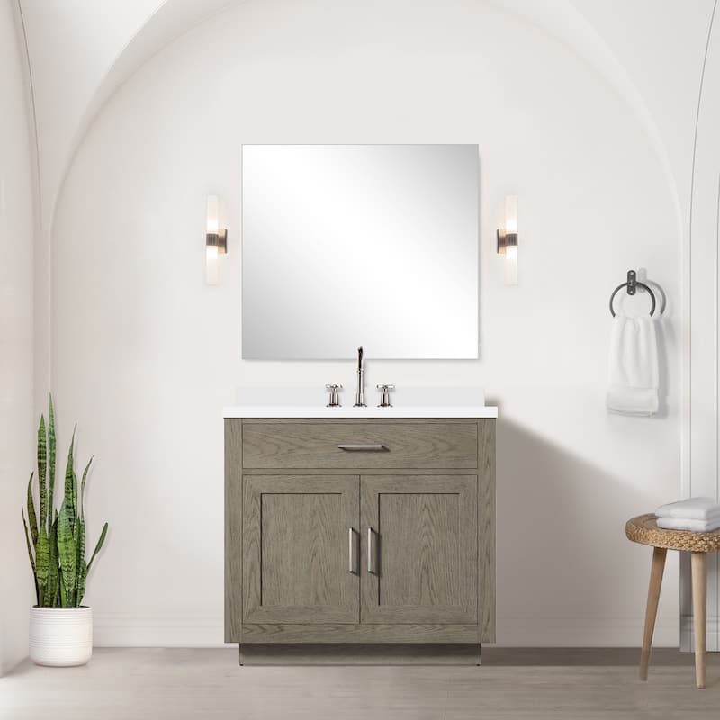 Abbey Bath Vanity with Quartz Top, Sink, Mirror and Faucet