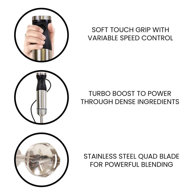 Kenmore Immersion 400W Hand Blender Set with Food Chopper and Whisk