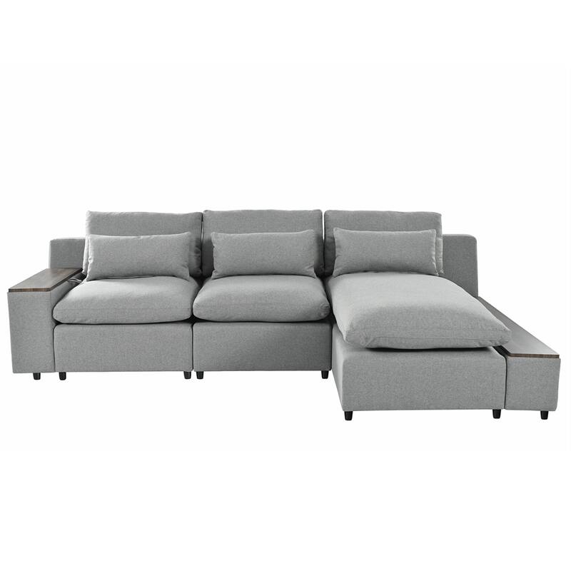 Modular Sectional Sofa with Removable Back Cushions and Storage Space