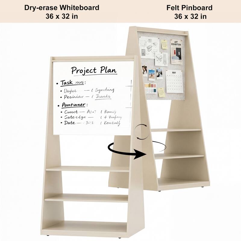 3-in-1 Mobile Whiteboard & Felt Bulletin Board on Wheels