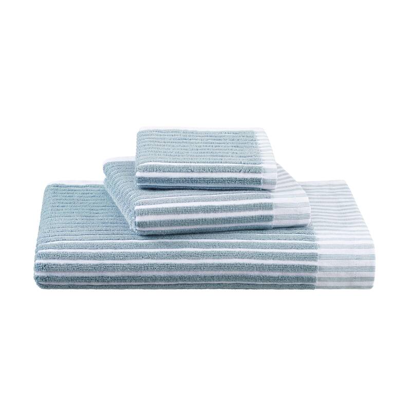 Martex Sculpted Stripe Tan Bath Towel - Bath - Light Blue