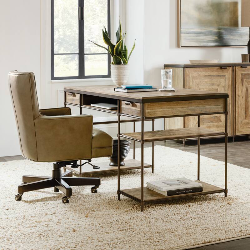 Hooker Furniture St Armand 56" Wide Wood Top Metal 2 Drawer Writing - Light Natural