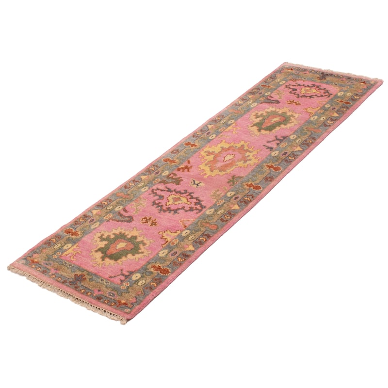 ECARPETGALLERY Hand-knotted Modern Oushak Violet Wool Rug - 2'5 x 8'2