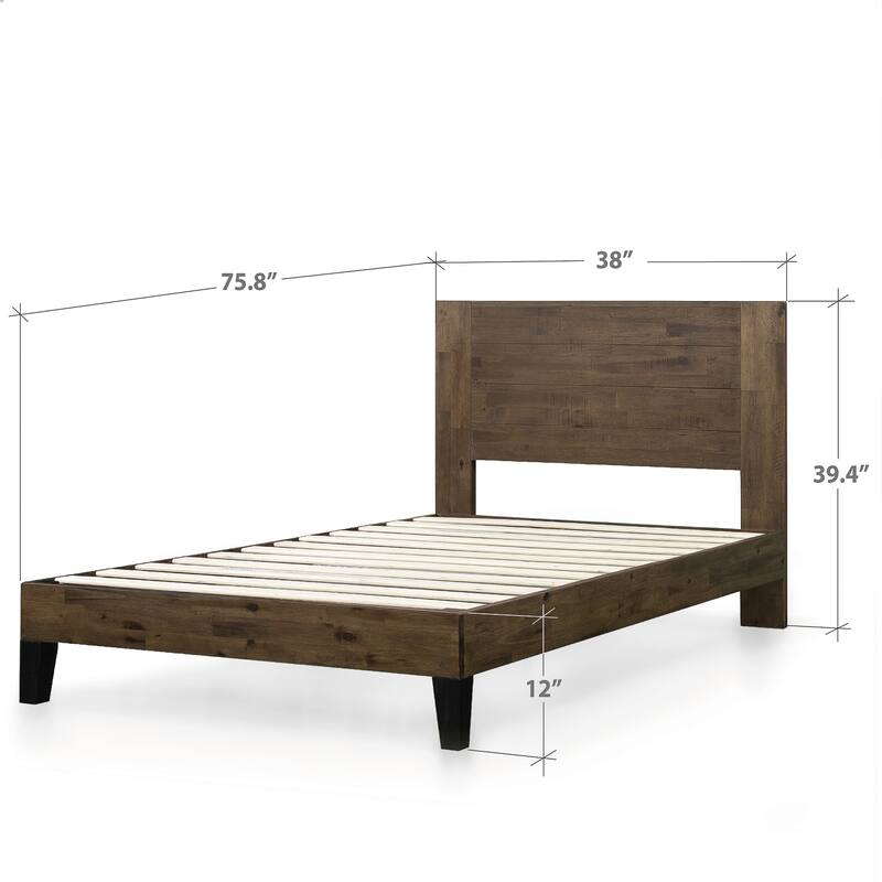 Priage by ZINUS Brown Wood Platform Bed Frame with Headboard