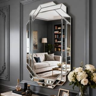 GDFStudio - Large Frameless Beveled Rectangular Wall Mirror - 35.8 x 23.8 Inch