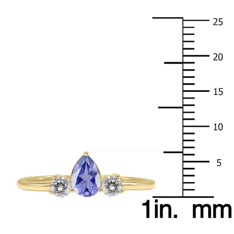 Marquee Jewels 1/2 Carat TW Pear Shape Tanzanite and Diamond Ring in 10K White Gold