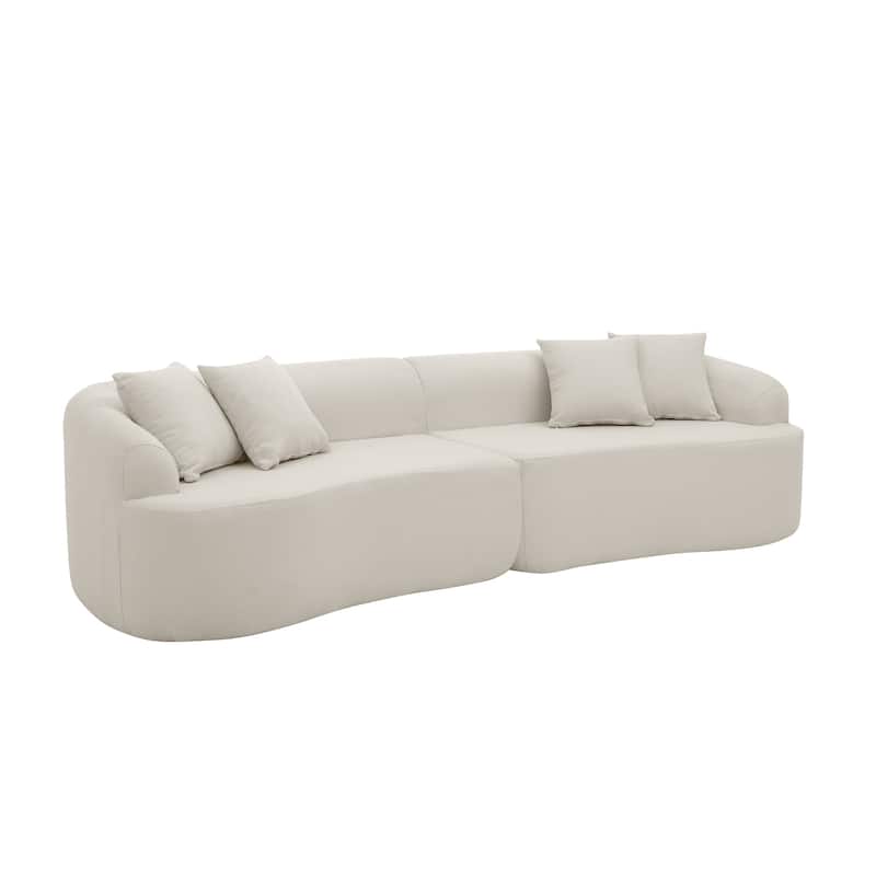 Lamb Wool Fabric Curved Sectional Sofa Modular Compressed Couch
