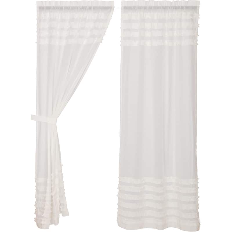 White Ruffled Sheer Petticoat Panel Set of 2 84x40 - Panel 84x40