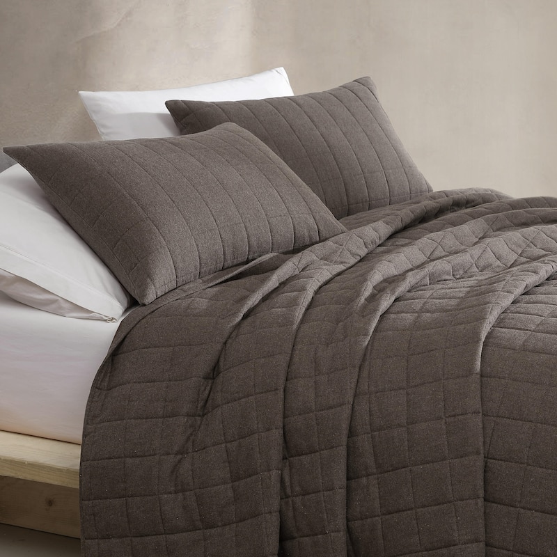 Calvin Klein Melange Cotton Flannel Solid 2 Piece Sham Set