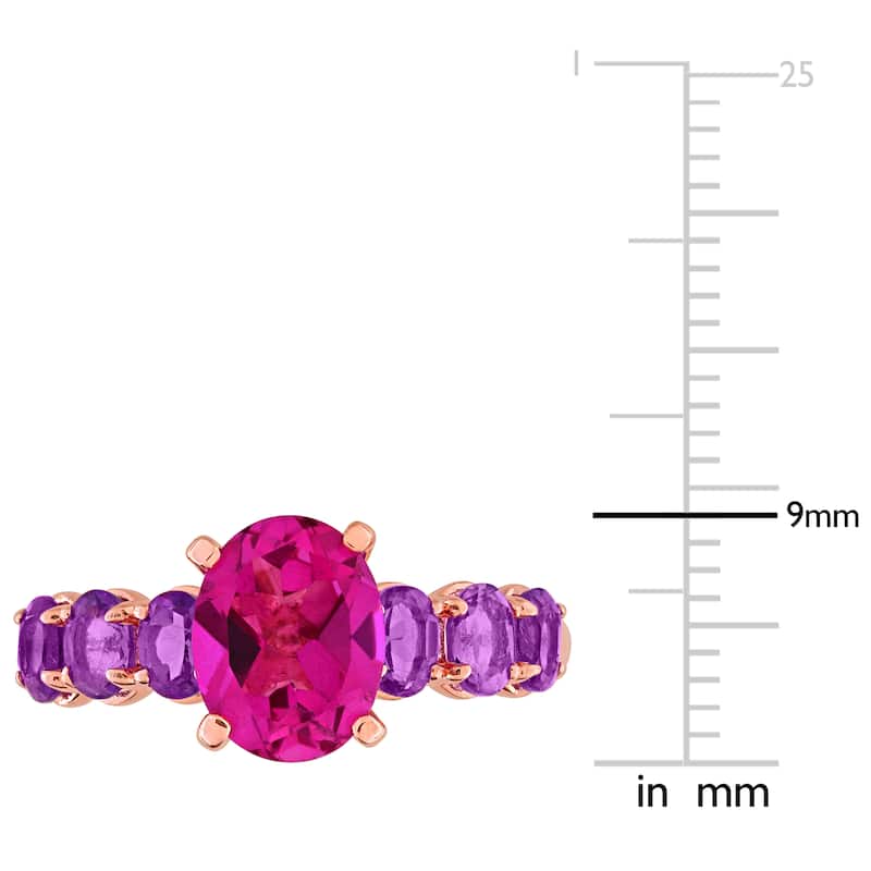 Miadora 3 1/5ct TGW Pink Topaz and Amethyst-Africa Ring in Rose Plated Sterling Silver