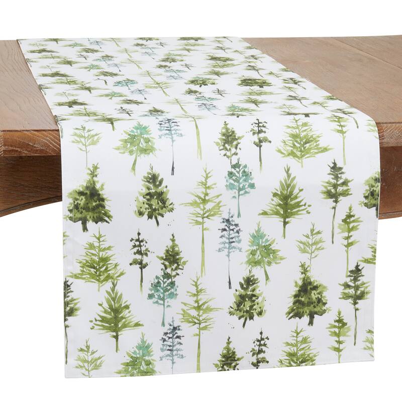 Table Runner With Forest Trees Design - 16"x90"